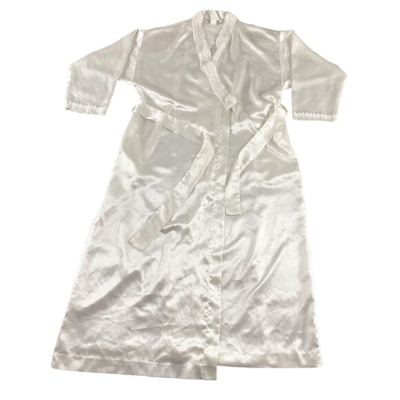 Vintage Christian Dior 10980's Satin Lace Trim Bath Robe - Medium - Picture 1 of 13